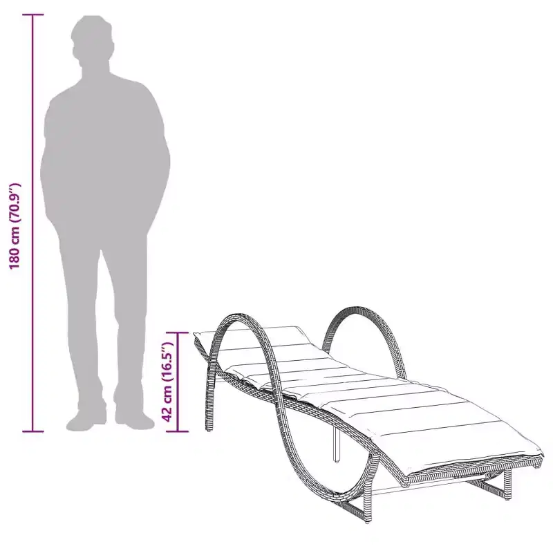 vidaXL Sun Lounger Black, Cream White PE rattan, powder-coated steel