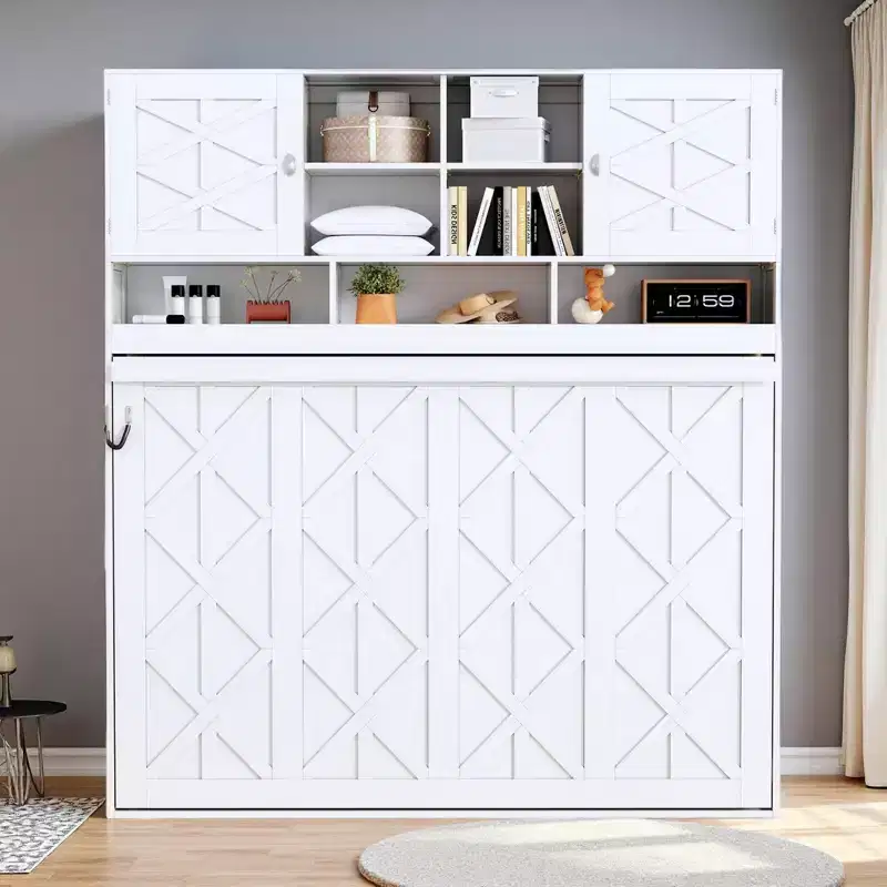 Merax Queen Size Wall Murphy Bed with Ample Storage