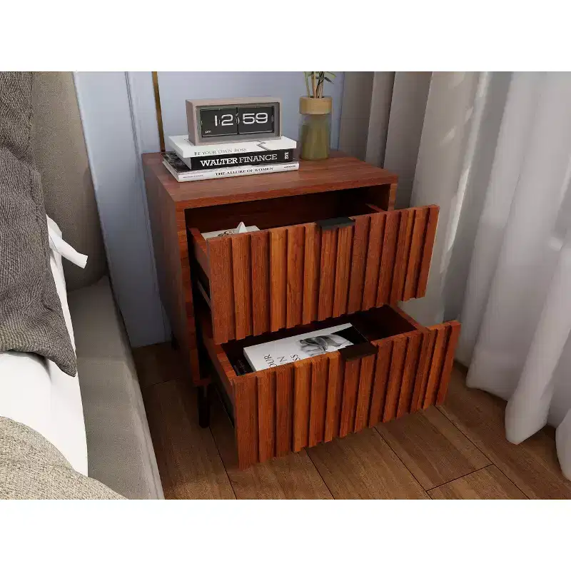 Wooden Stylish Functional 2 Drawer Nightstand for Bedroom Living Room