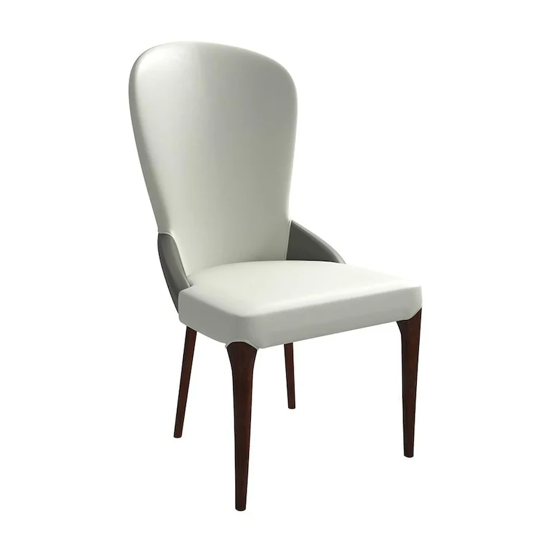 Leather Upholstered Solid Wood Dining Chair with Two-Tone Design