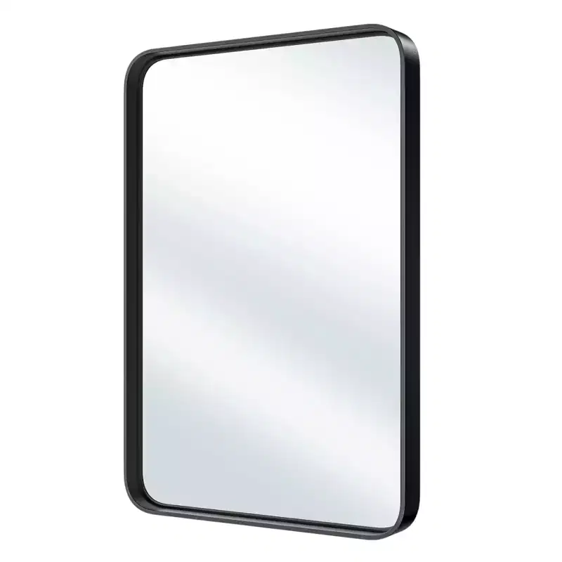 30 Black Metal Floating Framed Bathroom Vanity Mirror