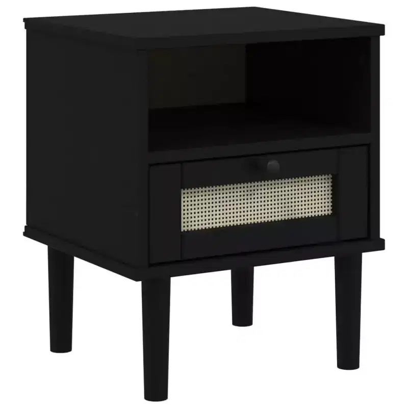 vidaXL Bedside Cabinet Furniture for Bedroom SENJA Rattan Look Solid Wood Pine, Engineered Wood - Nightstand