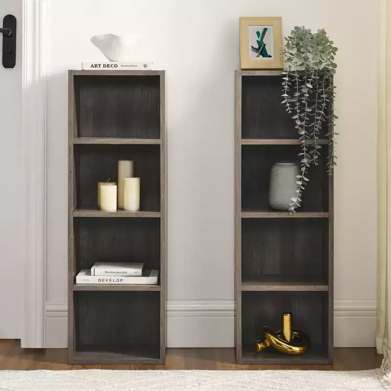 70.9 in.Tall Wood 4-Shelf Standard Bookcase with Shelves (Set of 2)