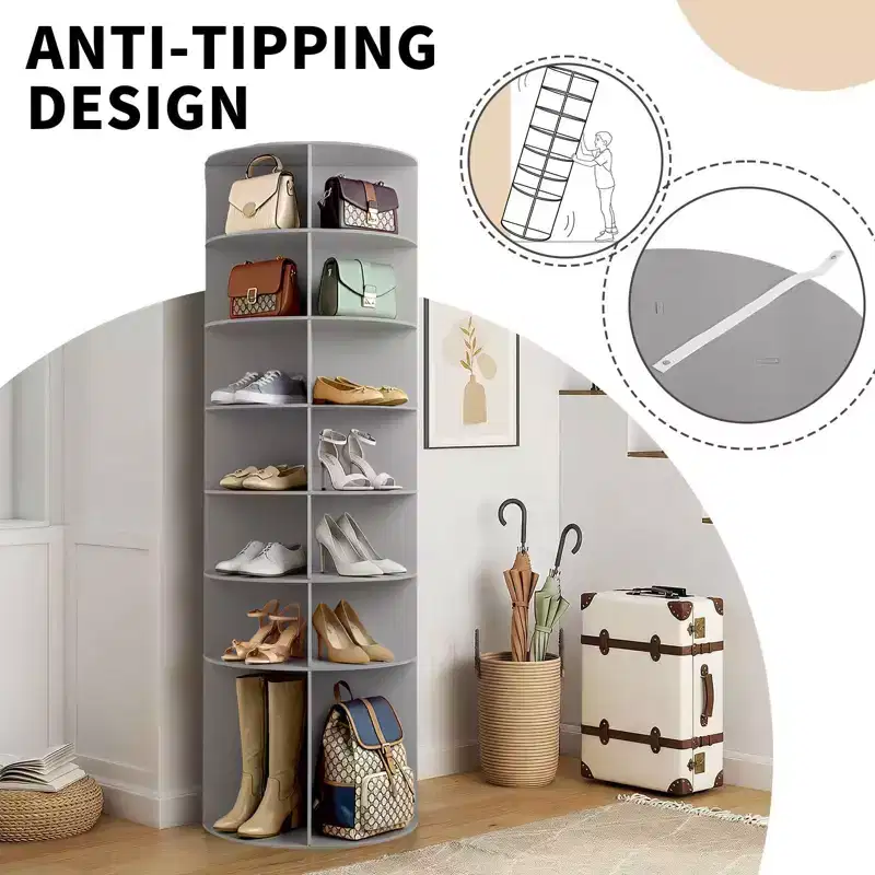 7-Tier 360 Rotating WPC Shoe Rack 72.4 Height
