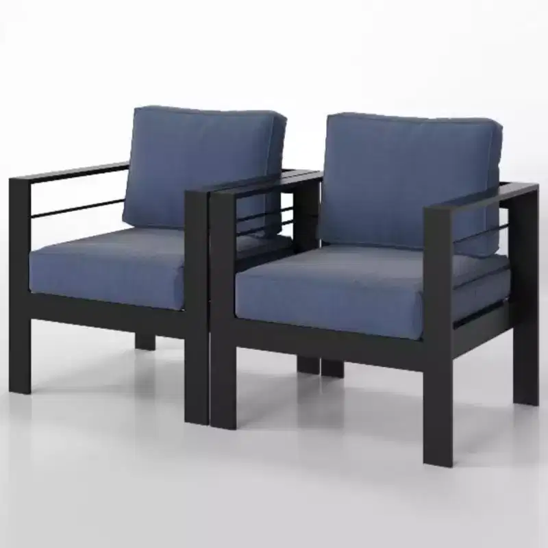2-Pack 28 All-Weather Aluminum Patio Armchairs with Thick Cushions