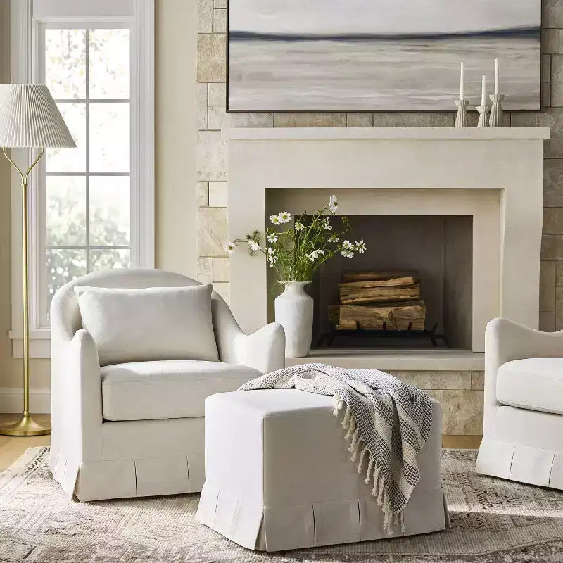 Box Pleat Swivel Glider Upholstered Accent Chair - Threshold designed with Studio McGee