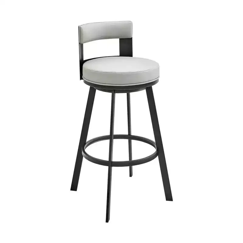 Armen Living 26 Flynn Metal with Faux Leather Swivel Counter Height Barstool