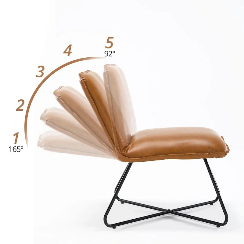 Mid Century Faux Leather Accent Chair With Adjustable Backrest Set of 2 - 31.5 H X 22.2 W X 23.6 D