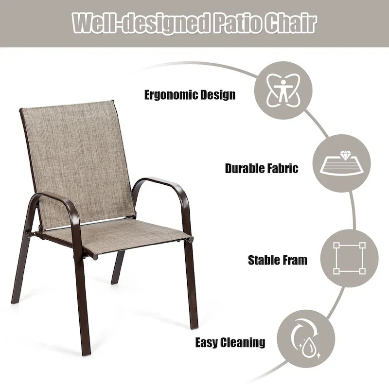 Costway 4PCS Patio Chairs Garden Deck Yard with Armrest - See Details