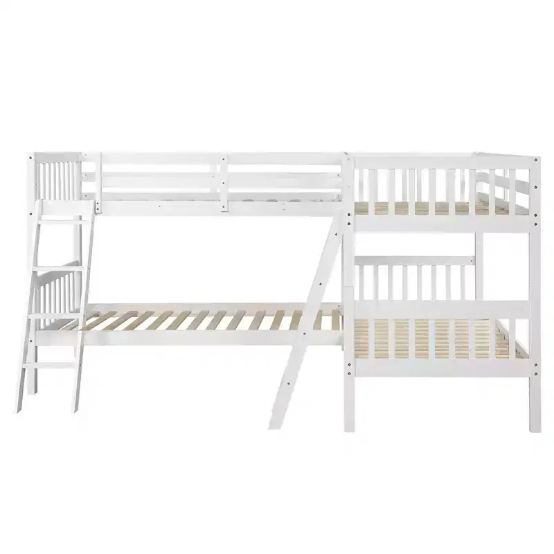 Whisen Twin-Over-Twin L-Shaped Bunk Bed with Ladder