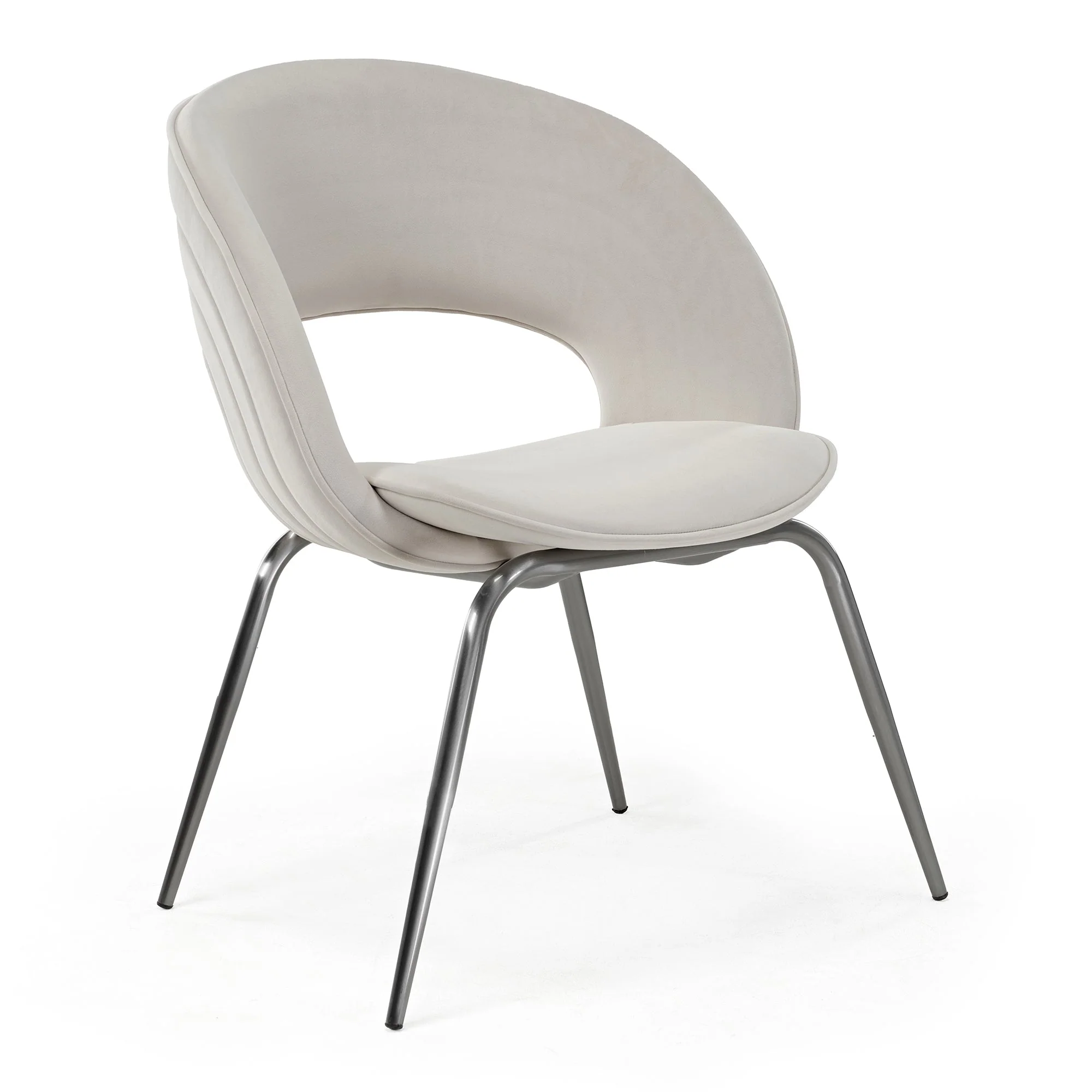 Velvet Dining Chair, Set of 1, Off-White