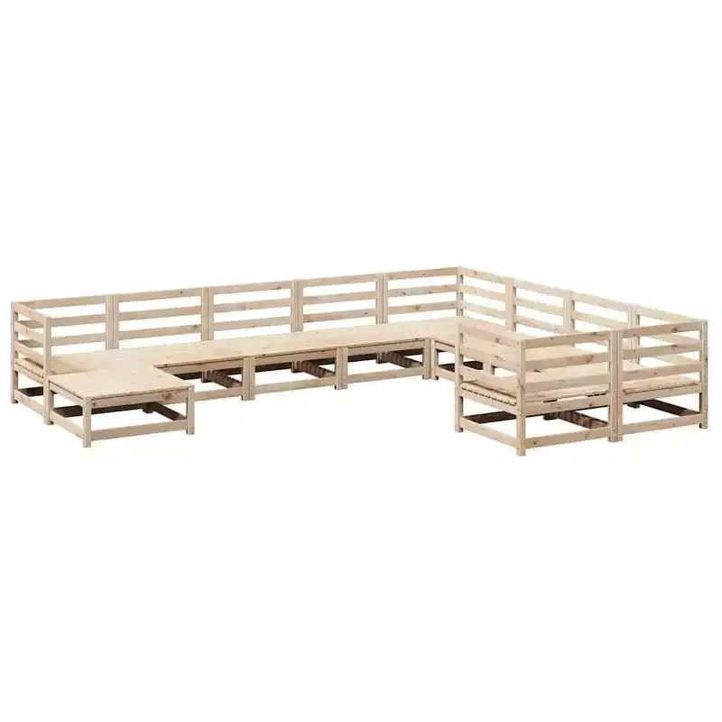 vidaXL Garden Sofa Set Solid Pine Wood Large Modular - Natural Pine Without Cushion