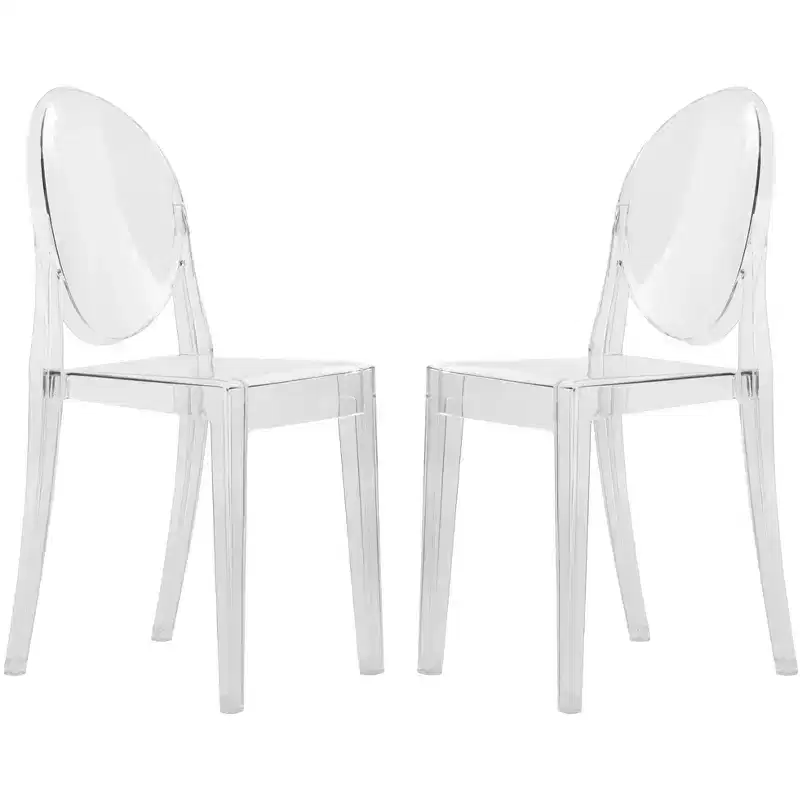 LeisureMod Marion Acrylic Modern Chair, Mid-Century Ghost Chair with Molded Seat, Ideal for Dining Room, Kitchen, Office, Lounge, Cafe, or Workspace