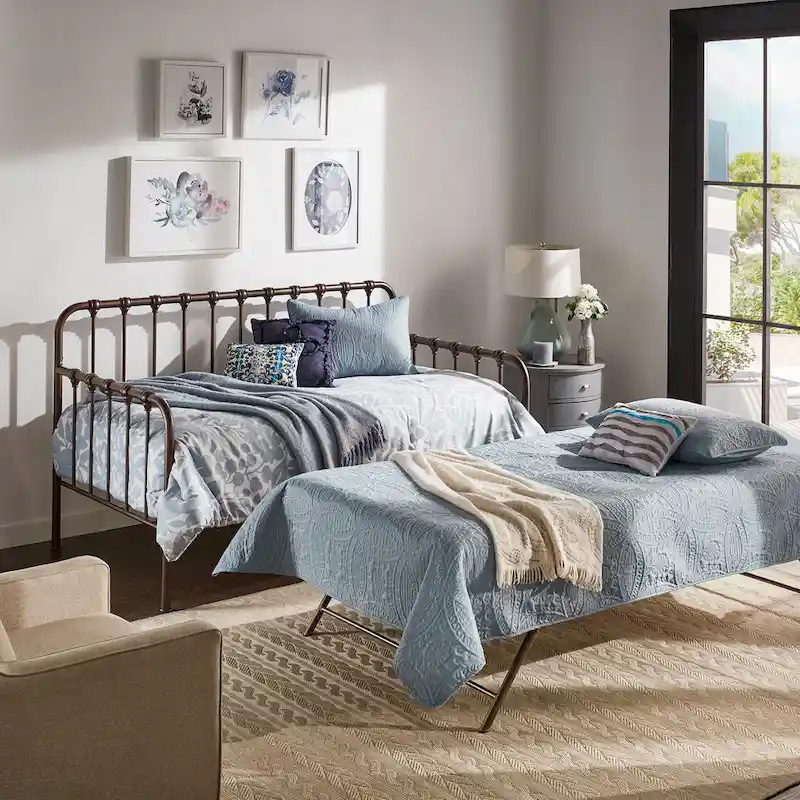 Metal Daybed with Lift-up Trundle