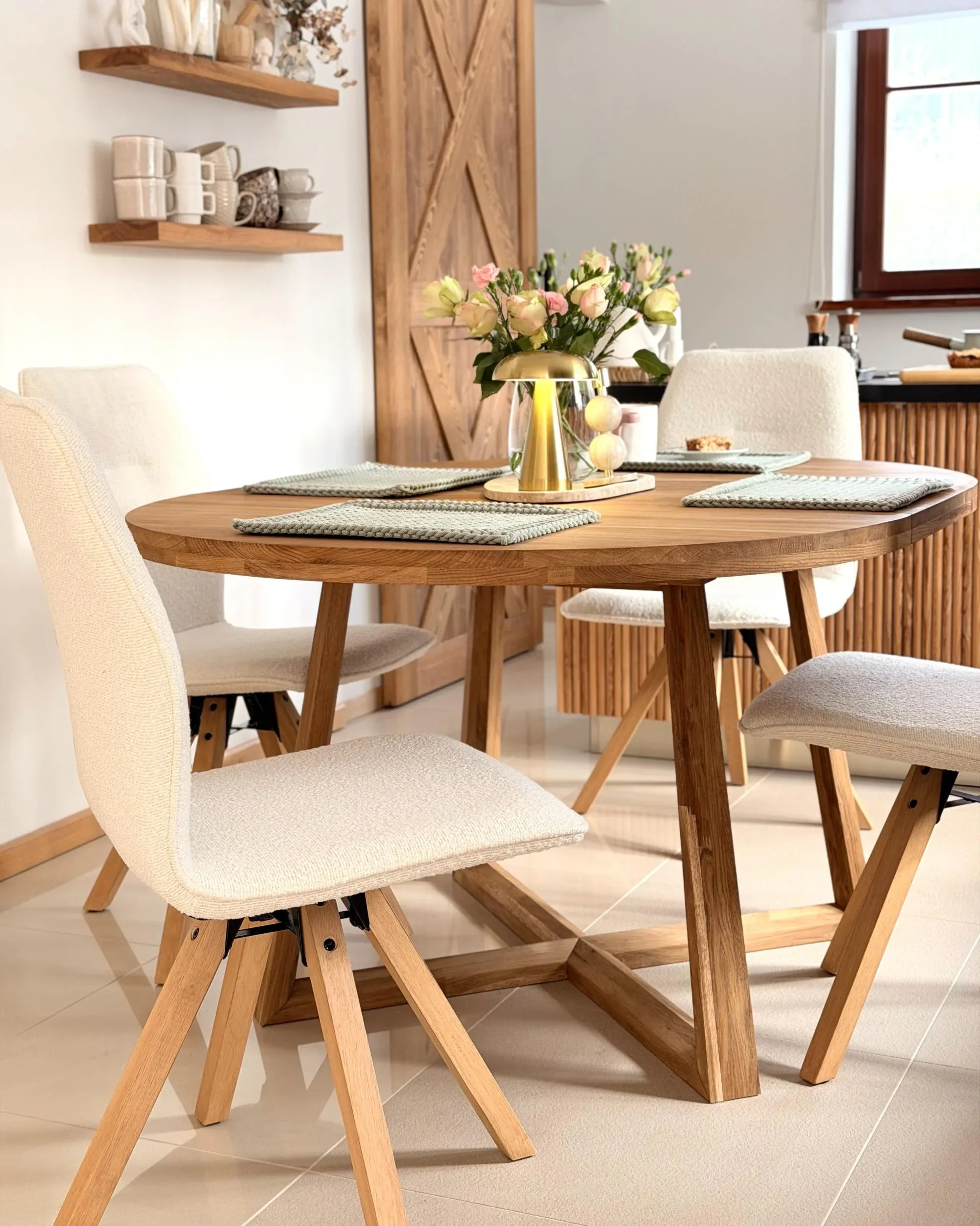 Set di 2 sedie da pranzo Bouclé Bianco sporco con braccioli