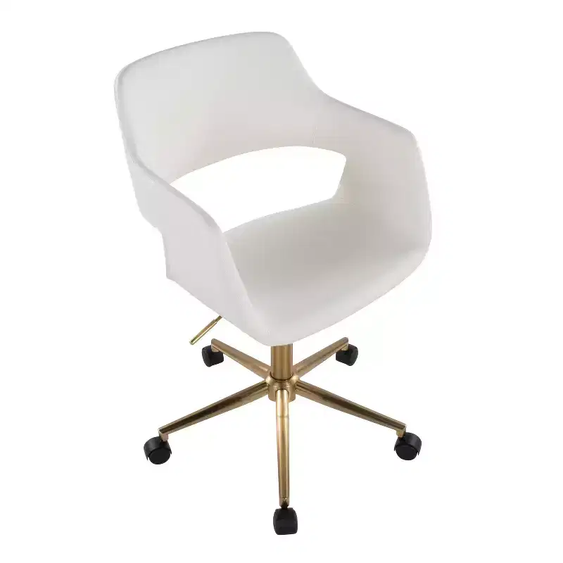 LumiSource Margarite Task Chair Gold/White PU