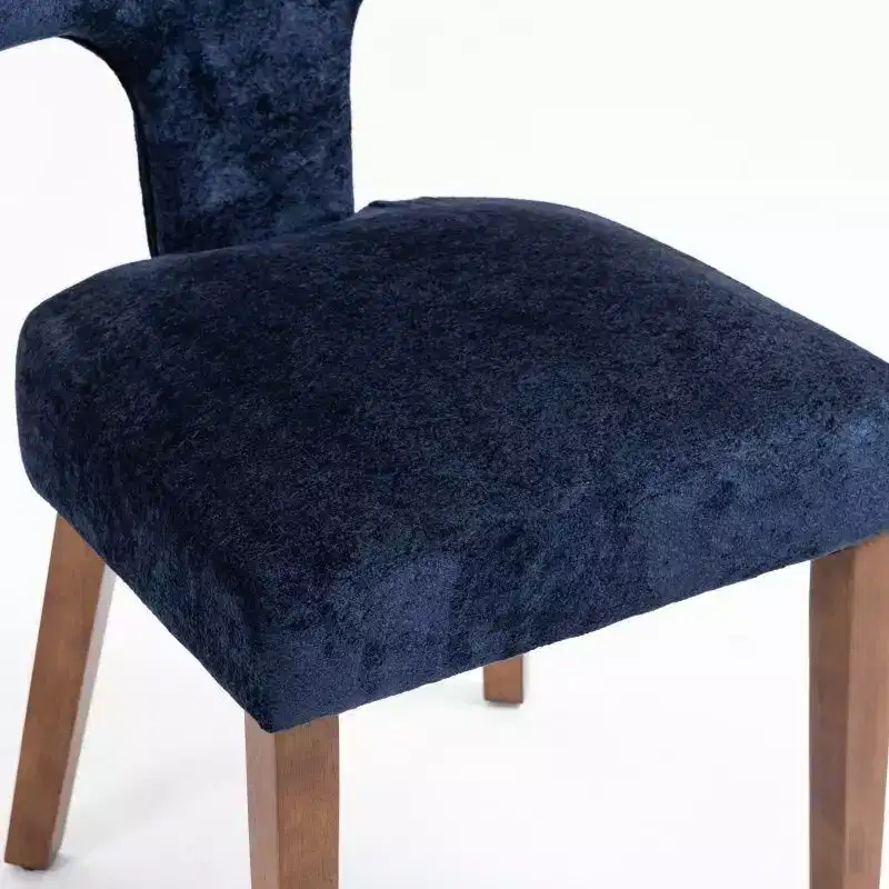 Set of 2 Chenille Upholstered Dining Chairs with Hardwood Frame & Brass Nailhead Trim, 300 lbs