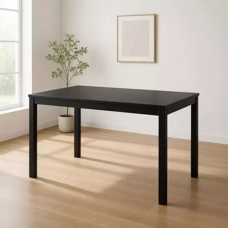 Dining Table, 47 Inch Rectangular Top, Scandinavian Black Wood