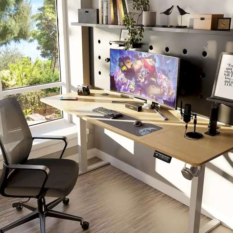 Futzca Height Adjustable Electric Standing Desk Sit Stand Computer Stand up Desk with Splice Board