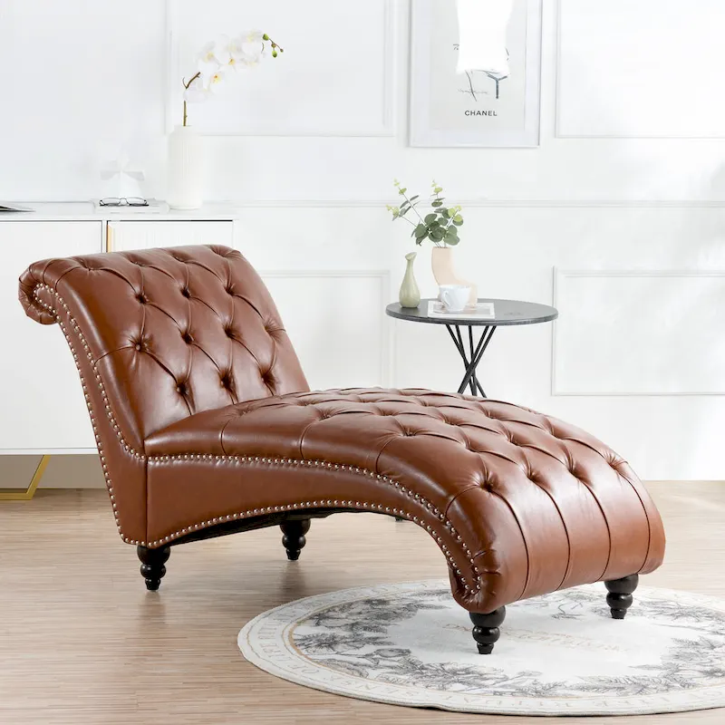 Tufted Armless Chaise Lounge - 62.8 x 27.17 x 32.87