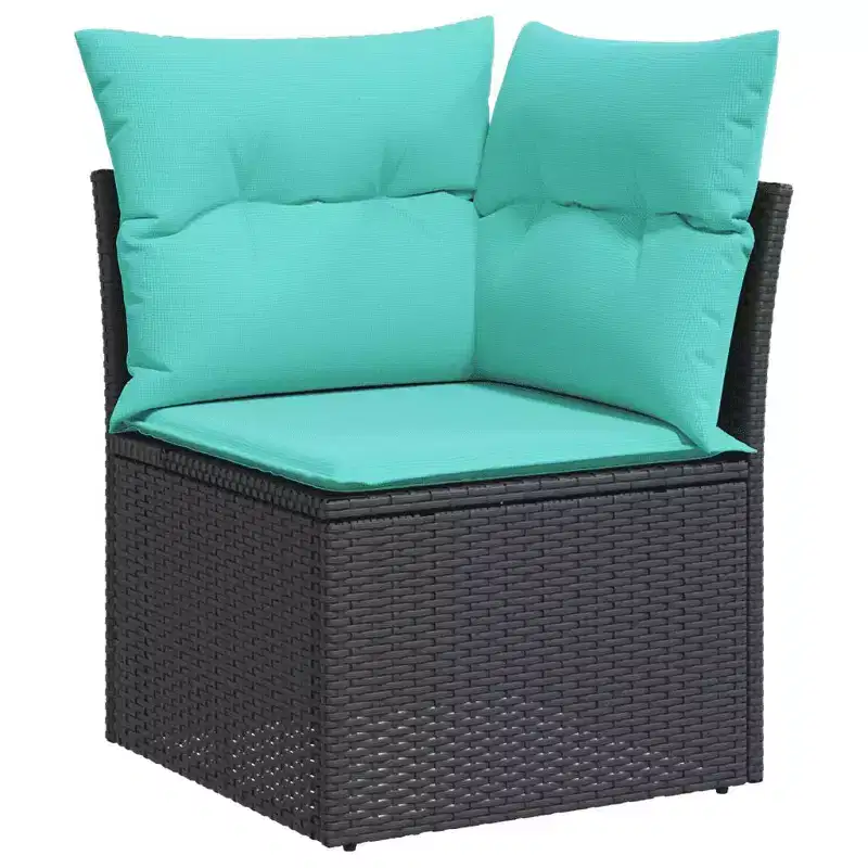 vidaXL 5 Piece Patio Sofa Set with Cushions Black Poly Rattan