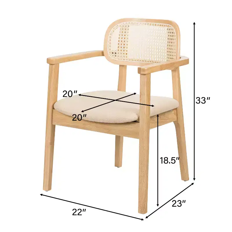 Christopher Knight Home Amaris Mid-Century Modern Wood Upholstered Dining Chair with Rattan-Weave Backrest (Set of 6)