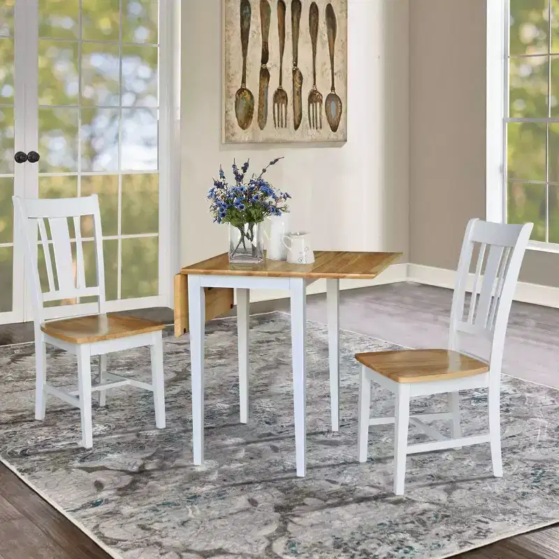International Concepts Small Dual Drop Leaf Dining Table with 2 San Remo Splat