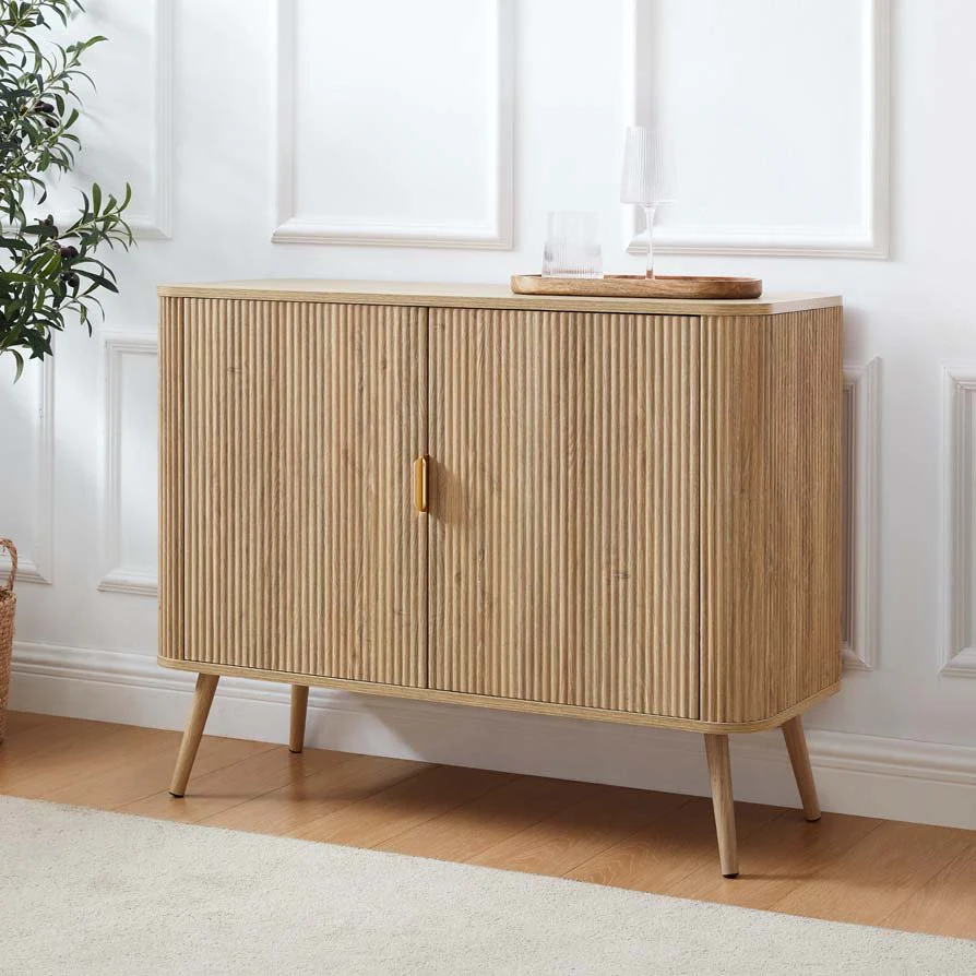 Scandi Light Wood Sideboard with 2 Doors for Living Room