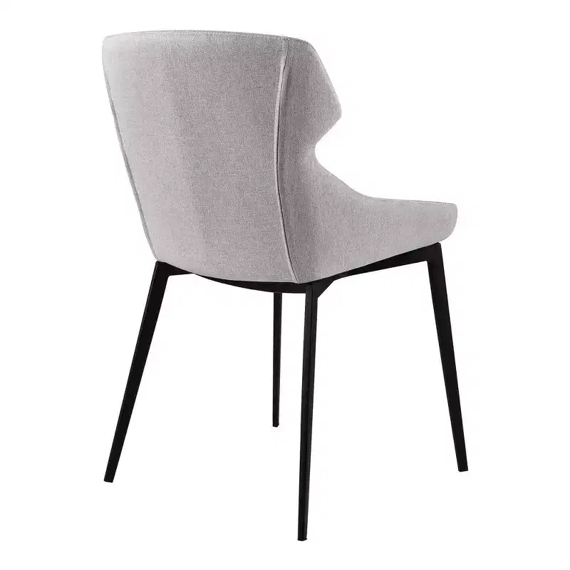 Gray Fabric Matte Black Dining Chair – Set of 2