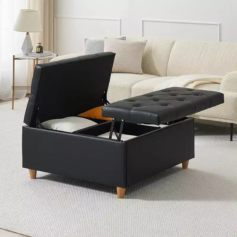 Acekool Storage Ottoman Coffee Table, Lift-Top, Button Tufted, 35.5x35.5x20