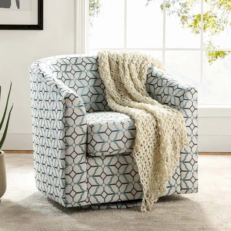 Cuenca Modern Upholstered Barrel Chair with Swivel Base