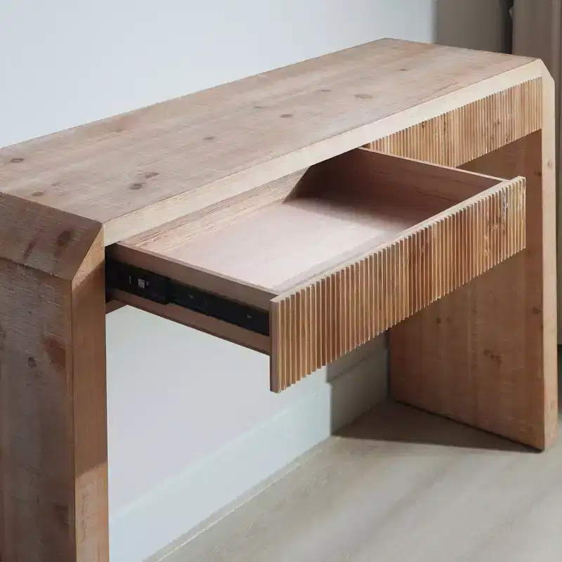 51.8 Wooden Console Table with Ribbed Textured Drawer