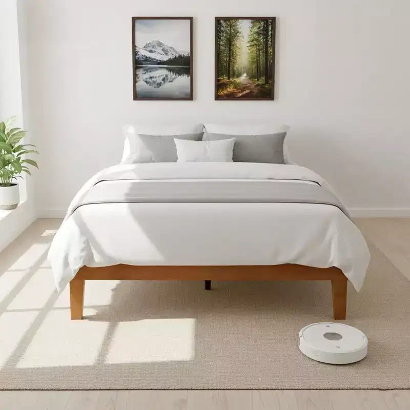 JIONJOY 12-Inch Full Wood Platform Bed Frame, Solid Rubberwood Bedframe, Heavy Duty Mattress Foundation, Easy Assembly, Natural Wood