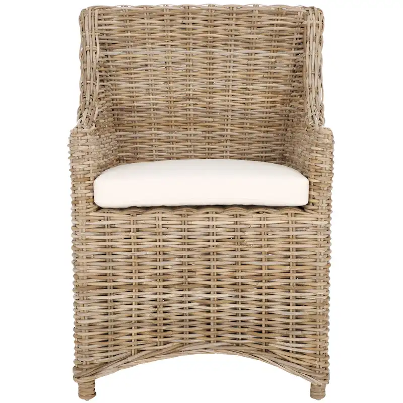 SAFAVIEH Cheryle Wicker Washed Brown Wingback Arm Chair (Fully Assembled) - 26 W x 23 D x 34 H - 26Wx23Dx34H