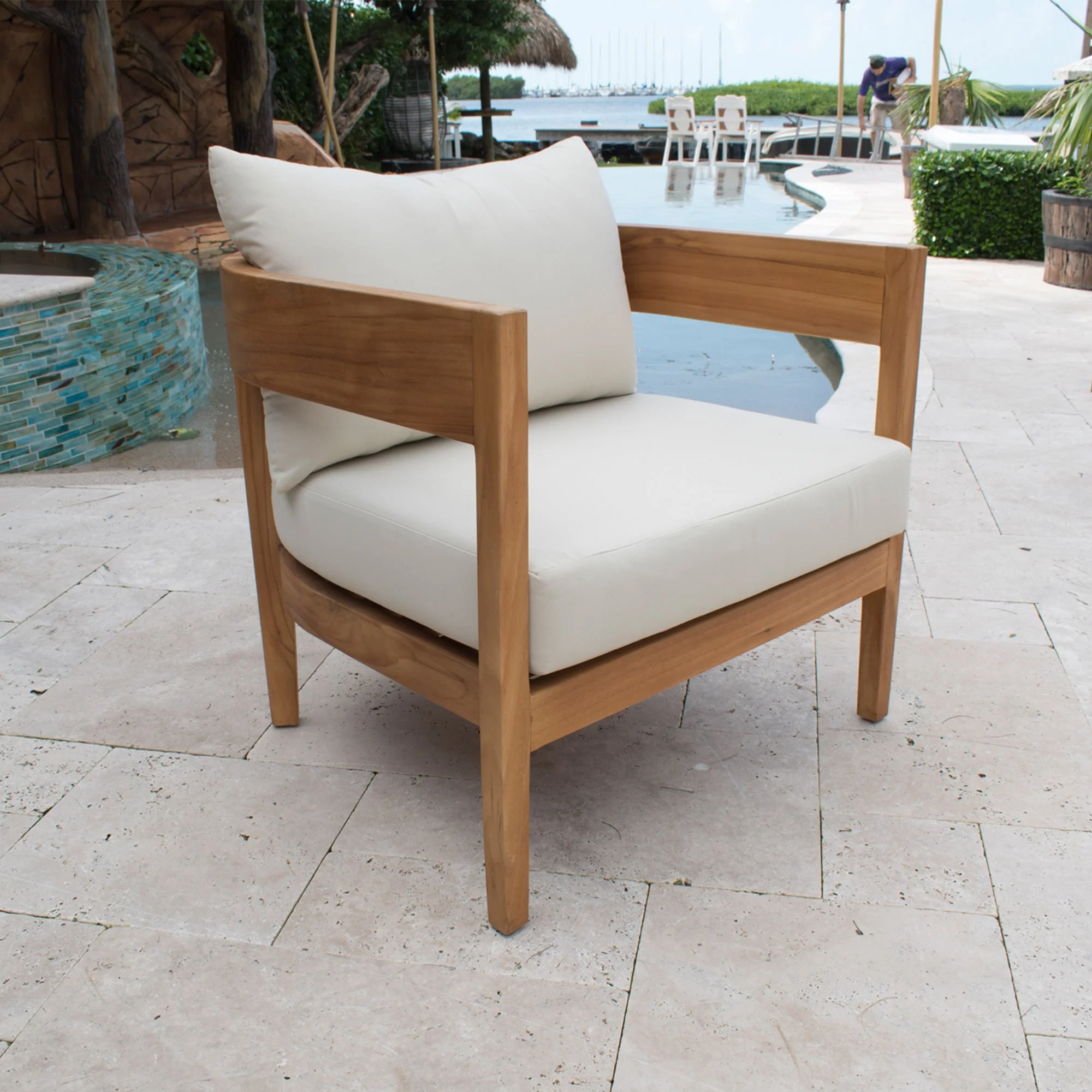 Outdoor Lounge Chair Natural Finish Patio Furniture