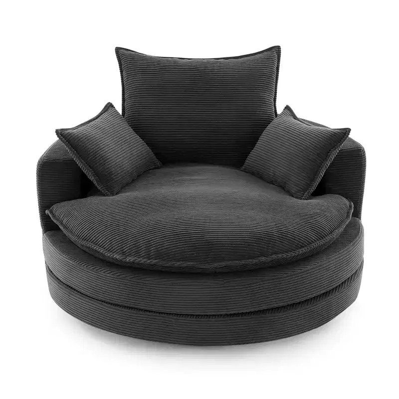 360 Swivel Barrel Chair with Dual-Layer Cushion Design