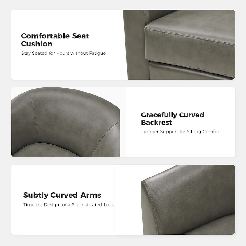 Haley Modern Swivel Barrel Faux Leather Chair with Solid Wood Base Set of 2 by HULALA HOME