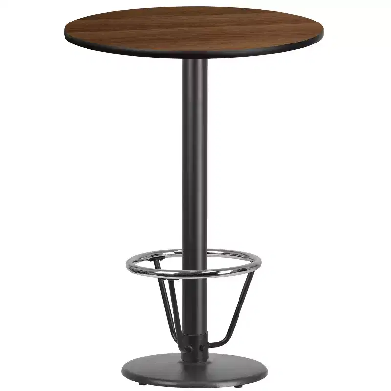 Emma and Oliver 30 Round Laminate Bar Table with 18 Round Foot Ring Base