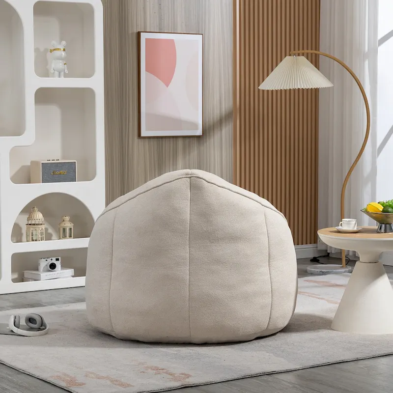 Beige Modern 40 Microfiber Accent Chair with Ottoman