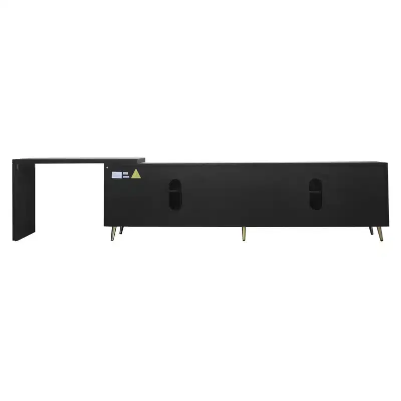 GDFStudio Mamie Modern 90 Wooden Extendable TV Stand with 2-Cabinets
