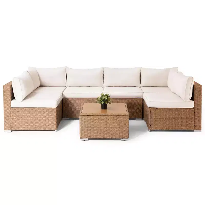 LAUSAINT HOME 7 Piece Rattan Patio Furniture Sets