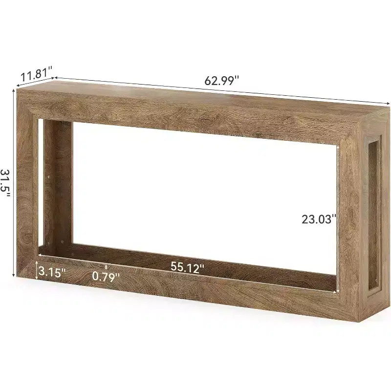 63Narrow Console Table, Long Couch Table Behind Sofa for Hallway, Living Room, Entrance, Foyer, Space-Saving Design, Light Oak Brown
