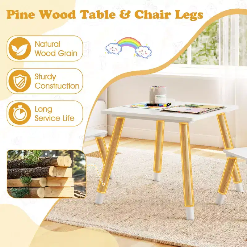 Costway Kids Table & Chairs Set Children Multi-Activity Desk & Frog-Shaped Chair Set w/Wooden Legs