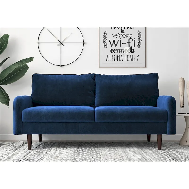 Gray Velvet European-Style 2-Seat Sofa with Track Arms