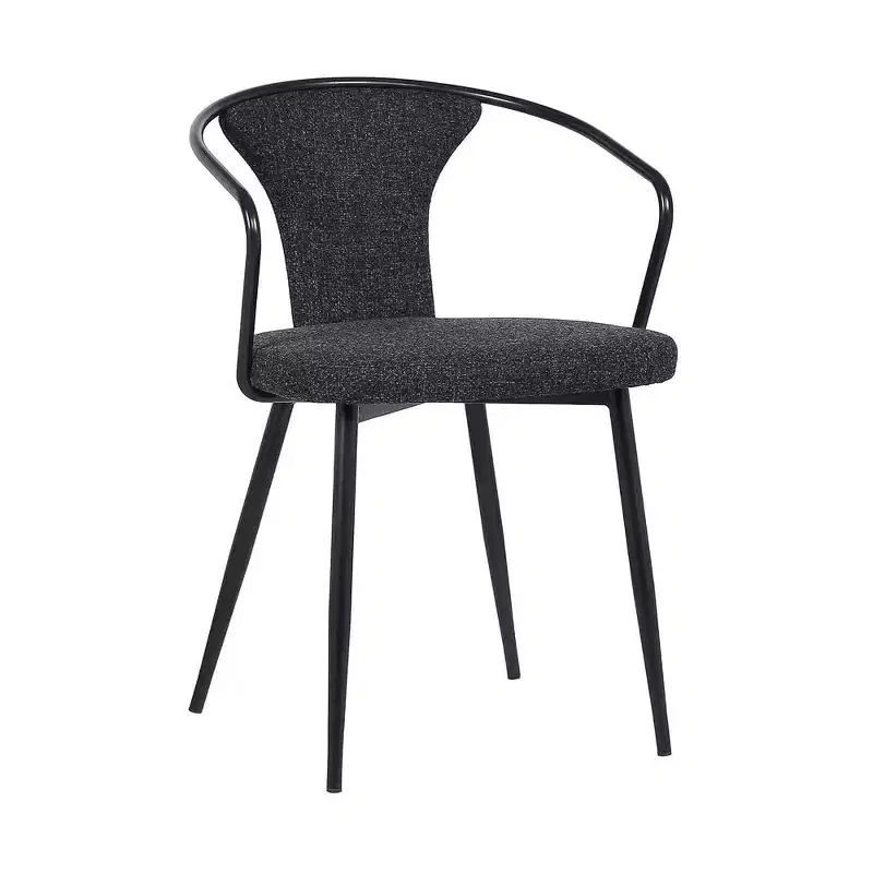 Armen Living,Francis Contemporary Dining Chair in Black Powder Coated Finish and Black Fabric