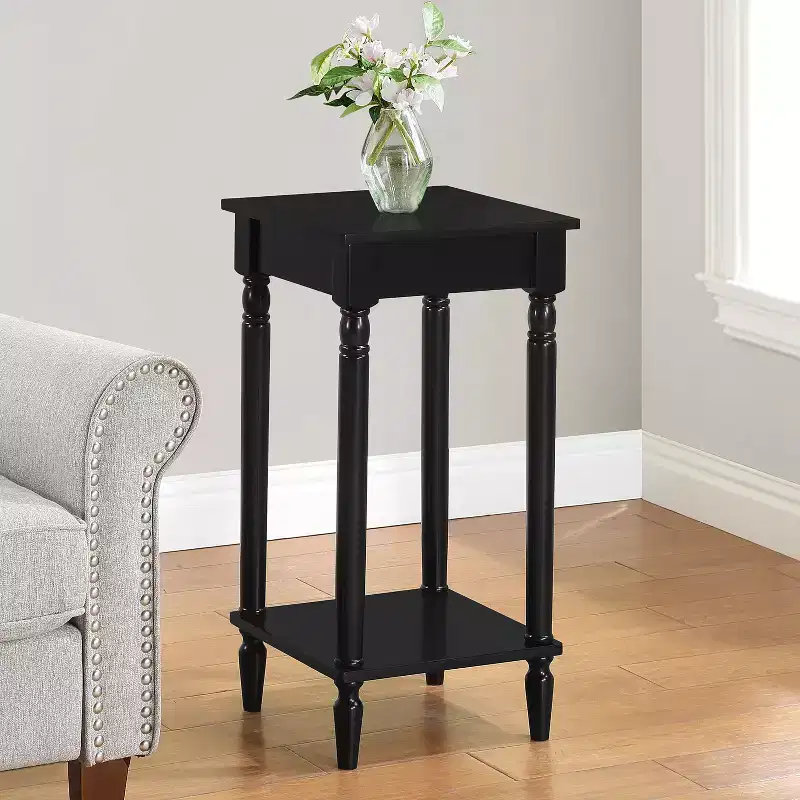 HomeStock Belmont End Table with Shelf, Two Tier Storage Side Table with Sculpted Legs for Living Room, Bedroom or Reading Nook