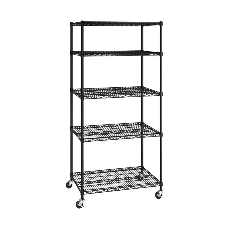 5-Tier NSF Steel Wire Shelving Unit, 36 W x 24 D x 75 H
