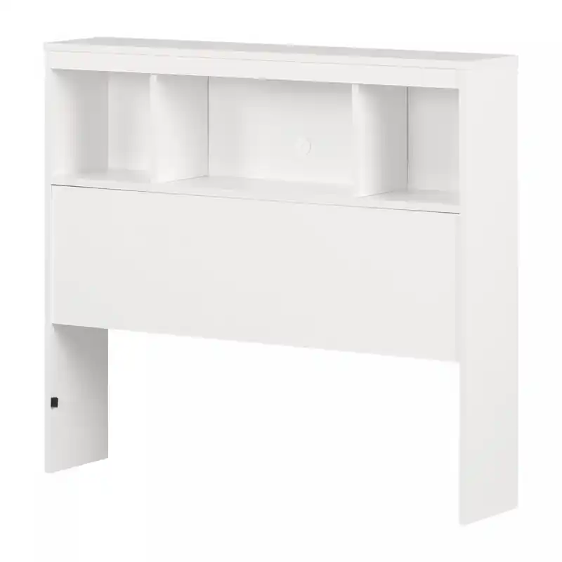 Bookcase Headboard With Storage - Pure White