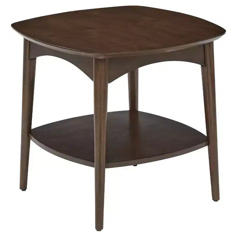 Brown 2-Tier Square Accent Table, Mid-Century Style