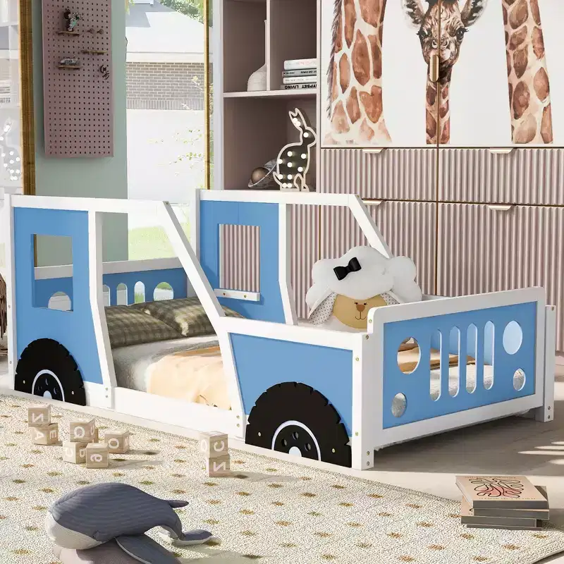 Whisen Classic Car-Shaped Platform Bed with Wheels